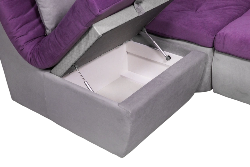 Диван угловой София 2, Tenerife italian plum, Tenerife silver, с задней тканью