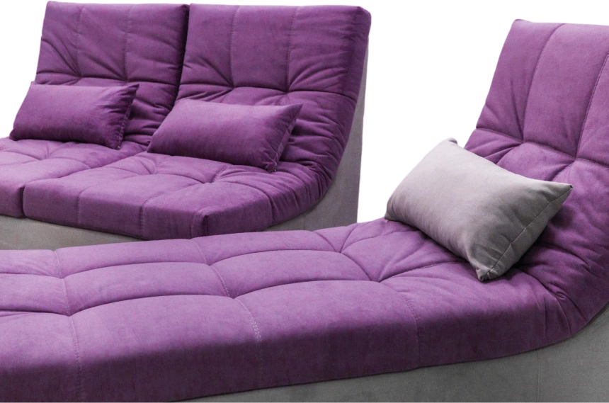 Диван угловой София 2, Tenerife italian plum, Tenerife silver, с задней тканью