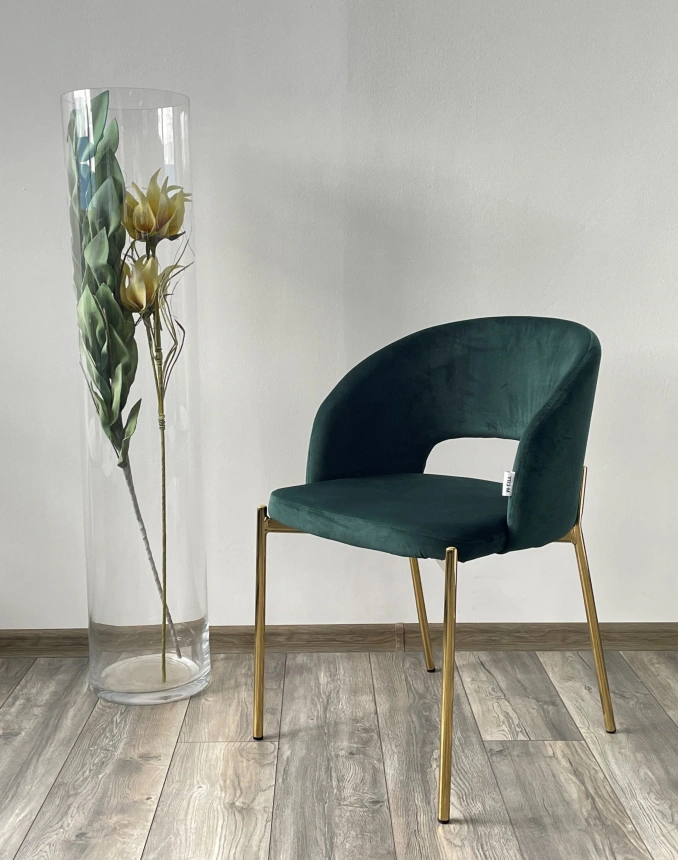 Стул Agnes, мягкий, Bluvel-78 зеленый, золотой каркас