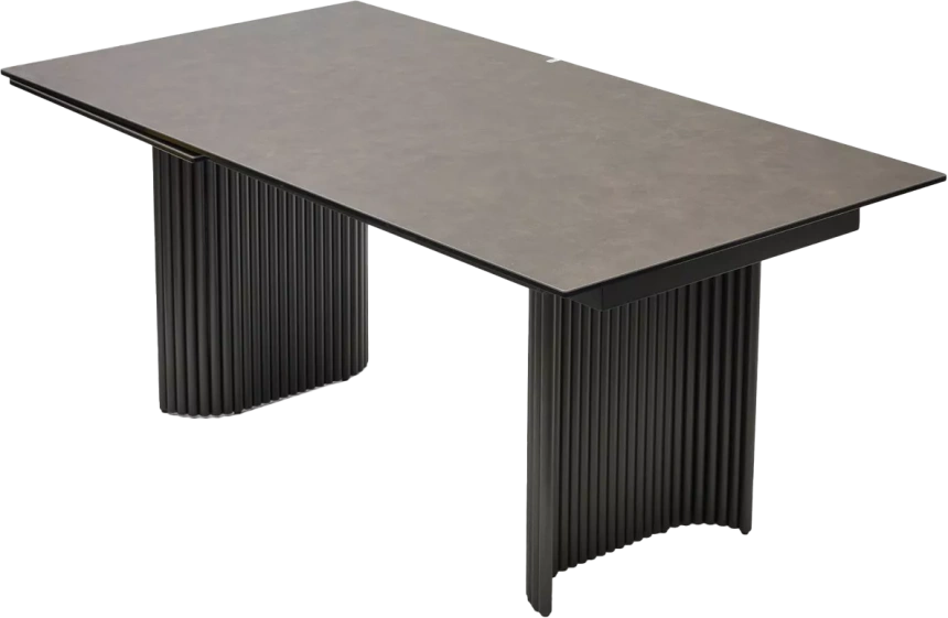 Кухонный стол Ragnar 180, цвет 1697 Коричневая кожа, керамика, Темно-серый каркас