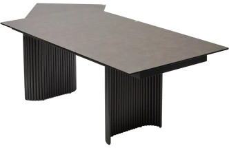 Кухонный стол Ragnar 180, цвет 1697 Коричневая кожа, керамика, Темно-серый каркас