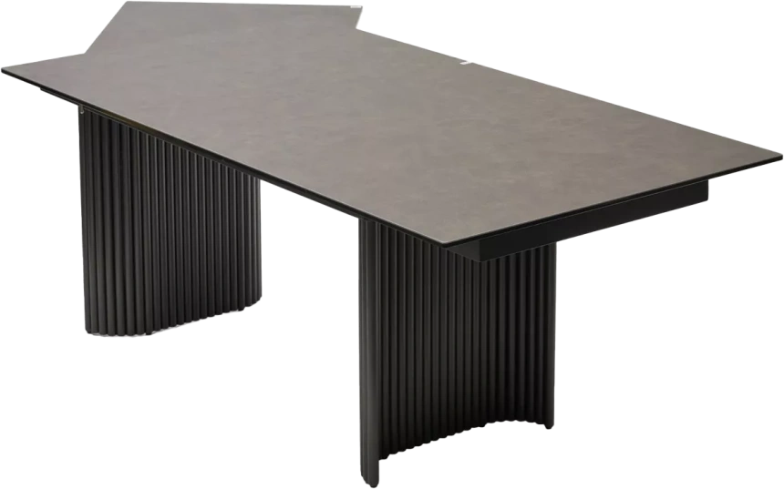 Кухонный стол Ragnar 180, цвет 1697 Коричневая кожа, керамика, Темно-серый каркас