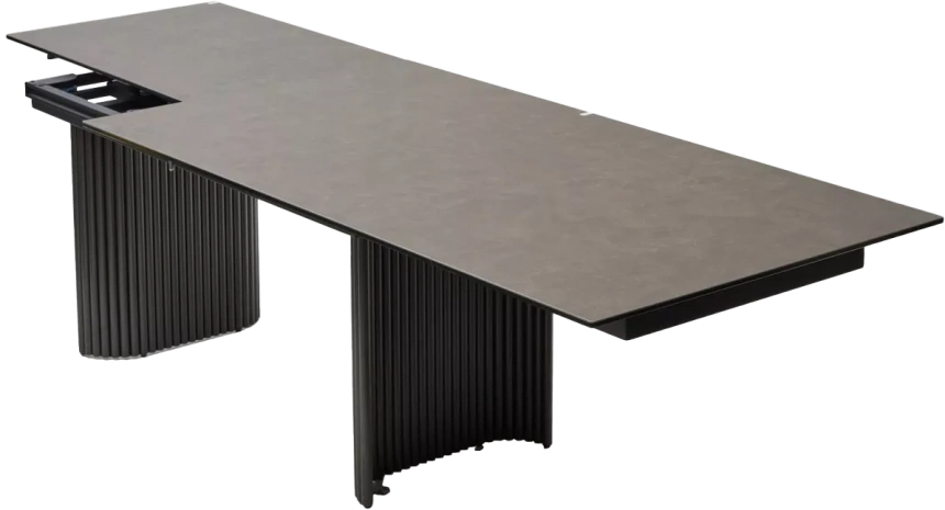 Кухонный стол Ragnar 180, цвет 1697 Коричневая кожа, керамика, Темно-серый каркас