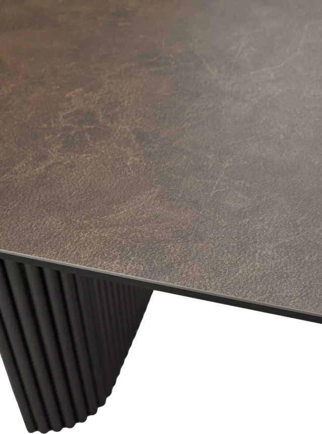 Кухонный стол Ragnar 180, цвет 1697 Коричневая кожа, керамика, Темно-серый каркас