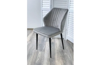 Стул Seattle-V, мягкий, светло-серый #26, велюр, черный каркас 