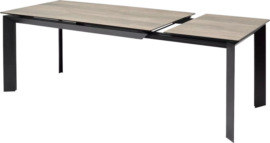 Кухонный стол раздвижной Cremona 180, KL-61 Под дерево, итальянская керамика, черный каркас