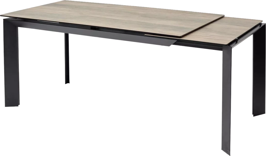 Кухонный стол раздвижной Cremona 180, KL-61 Под дерево, итальянская керамика, черный каркас