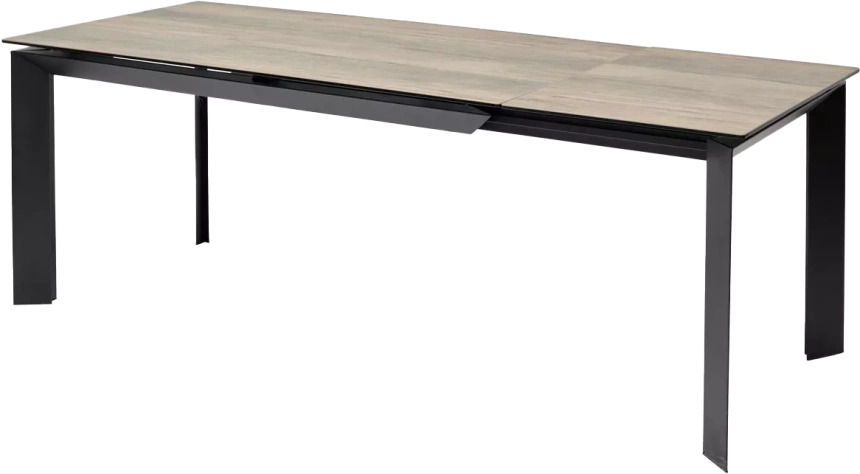 Кухонный стол раздвижной Cremona 180, KL-61 Под дерево, итальянская керамика, черный каркас