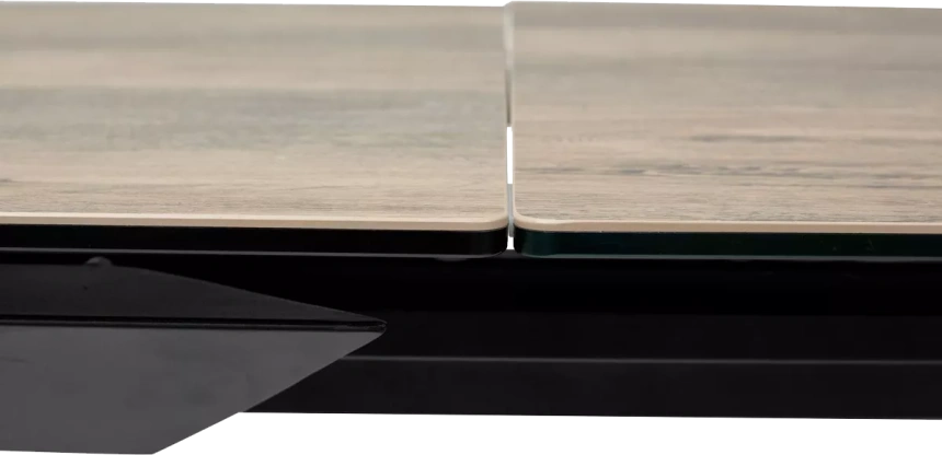 Кухонный стол раздвижной Cremona 180, KL-61 Под дерево, итальянская керамика, черный каркас