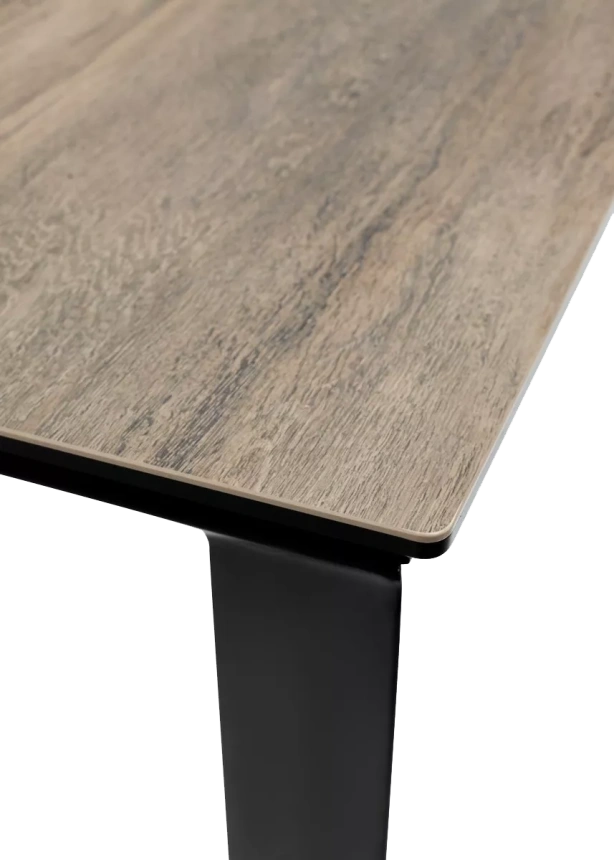 Кухонный стол раздвижной Cremona 180, KL-61 Под дерево, итальянская керамика, черный каркас