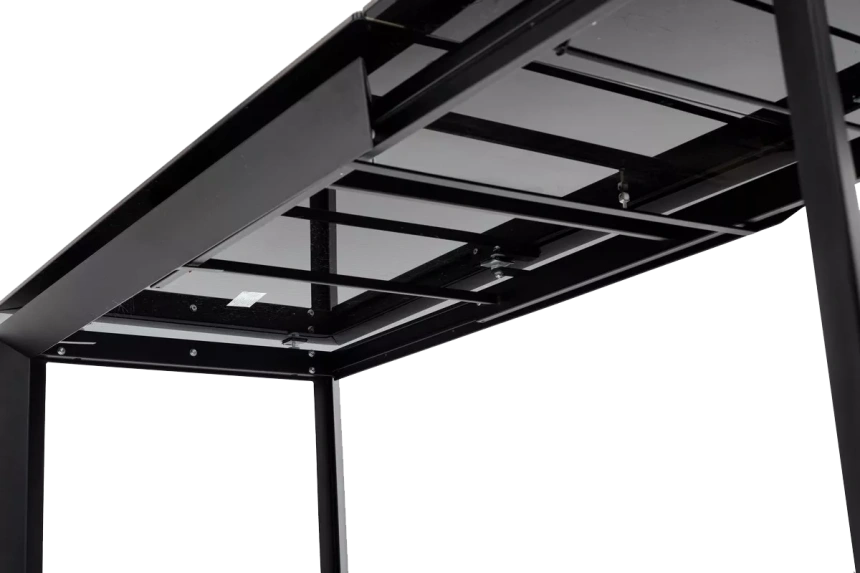 Кухонный стол раздвижной Cremona 180, KL-61 Под дерево, итальянская керамика, черный каркас