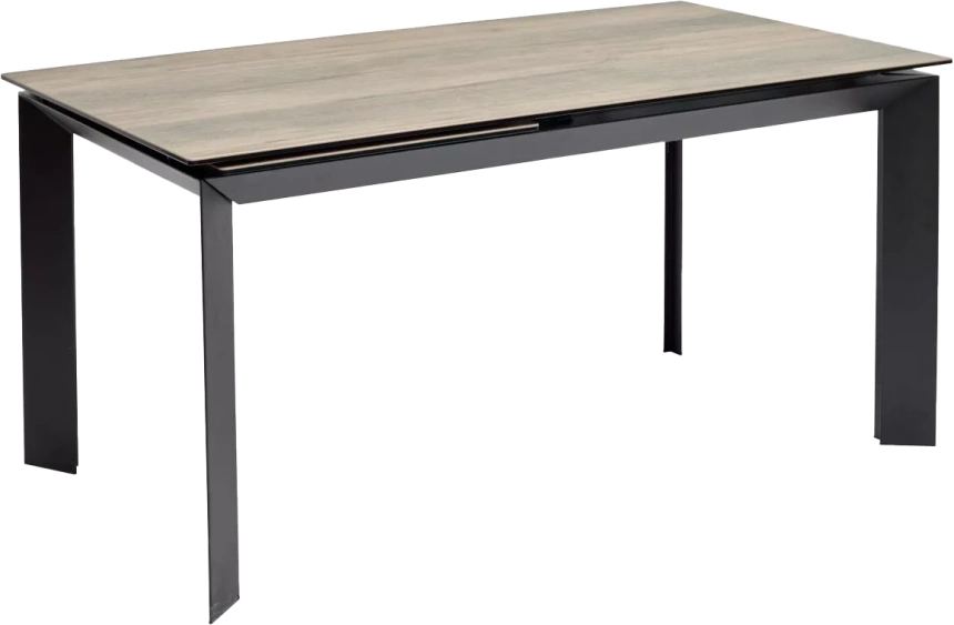 Кухонный стол раздвижной Cremona 180, KL-61 Под дерево, итальянская керамика, черный каркас