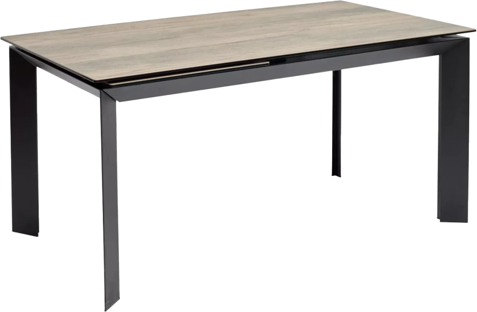Кухонный стол раздвижной Cremona 180, KL-61 Под дерево, итальянская керамика, черный каркас