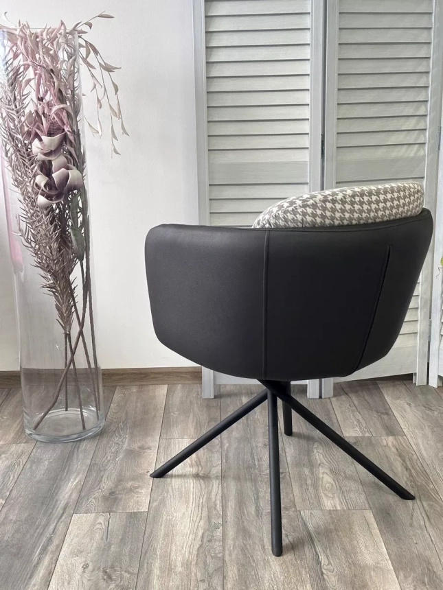 Стул Лилу Дан, мягкий, поворотный, Уют Грей Клык, Orakul 998 темно-серый, черный каркас