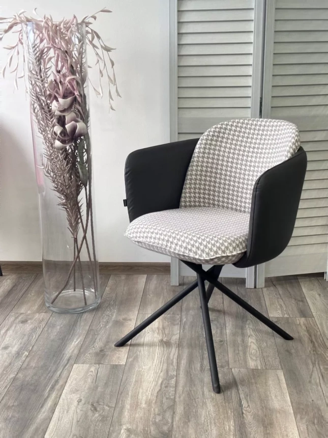 Стул Лилу Дан, мягкий, поворотный, Уют Грей Клык, Orakul 998 темно-серый, черный каркас