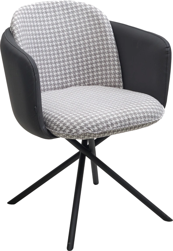 Стул Лилу Дан, мягкий, поворотный, Уют Грей Клык, Orakul 998 темно-серый, черный каркас