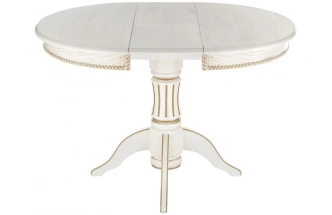 Кухонный раздвижной стол Павия, 90(120)х90х80, молочный / золото патина