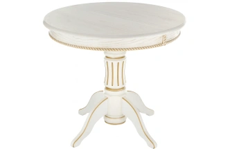 Кухонный раздвижной стол Павия, 90(120)х90х80, молочный / золото патина