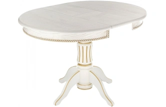 Кухонный раздвижной стол Павия, 90(120)х90х80, молочный / золото патина