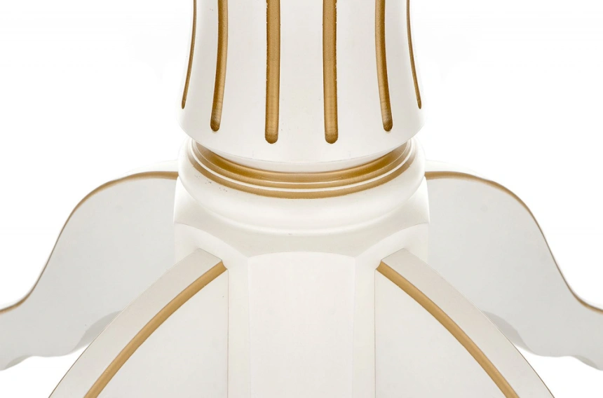 Кухонный раздвижной стол Павия, 90(120)х90х80, молочный / золото патина