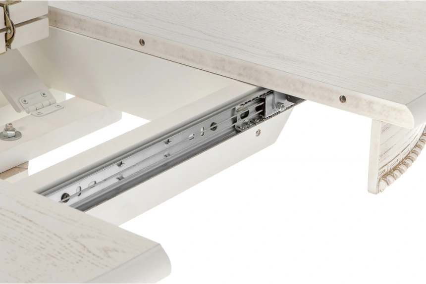 Кухонный раздвижной стол Павия, 90(120)х90х80, молочный / золото патина