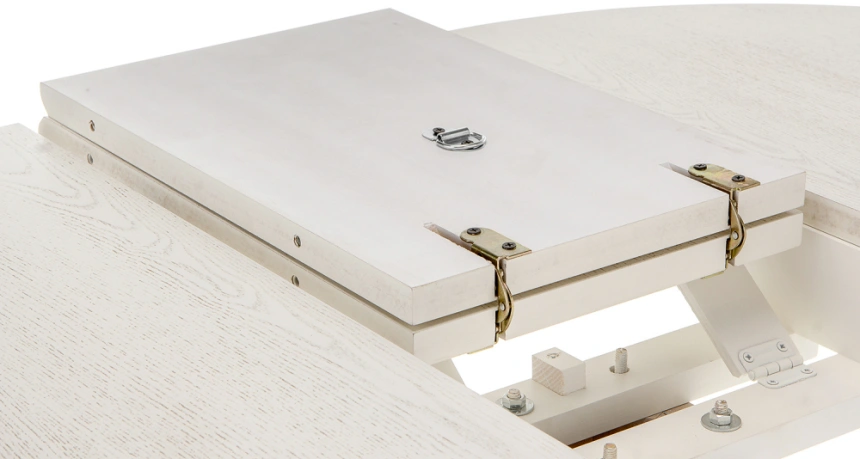 Кухонный раздвижной стол Павия, 90(120)х90х80, молочный / золото патина