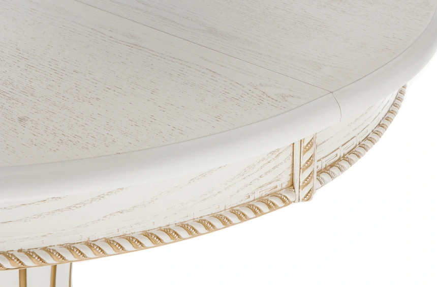 Кухонный раздвижной стол Павия, 90(120)х90х80, молочный / золото патина