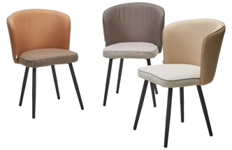 Стул Моне, мягкий, Rovena Ivori ткань, Orakul 130 экокожа, черный каркас 