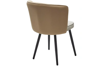 Стул Моне, мягкий, Rovena Ivori ткань, Orakul 130 экокожа, черный каркас 