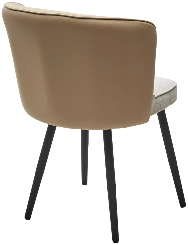 Стул Моне, мягкий, Rovena Ivori ткань, Orakul 130 экокожа, черный каркас 