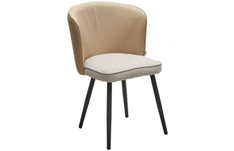 Стул Моне, мягкий, Rovena Ivori ткань, Orakul 130 экокожа, черный каркас 