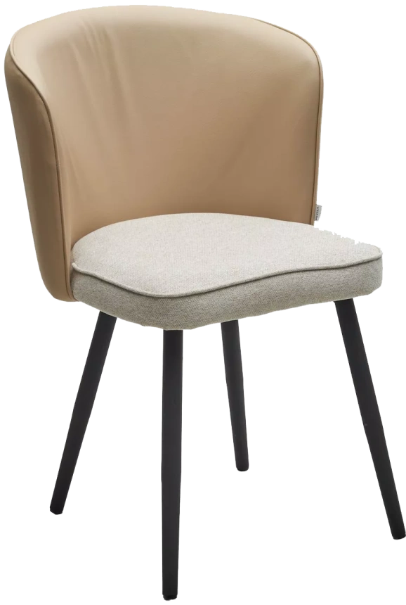 Стул Моне, мягкий, Rovena Ivori ткань, Orakul 130 экокожа, черный каркас 
