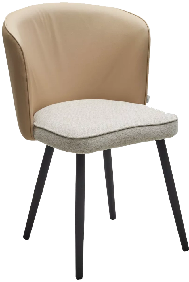 Стул Моне, мягкий, Rovena Ivori ткань, Orakul 130 экокожа, черный каркас 