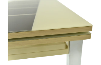 Кухонный стол Шанхай, каре, бежево-коричневый, стекло, каркас хром