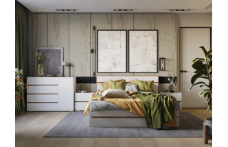 Комод Атлон, с четырьмя ящиками, белый / дуб вотан