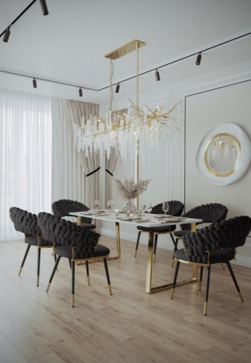 Кухонный стол Селена 2, 160x90x77, керамика, белый мрамор, каркас золотой