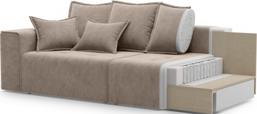 Диван прямой Конте, модель 036, Germes Beige (бежевый)