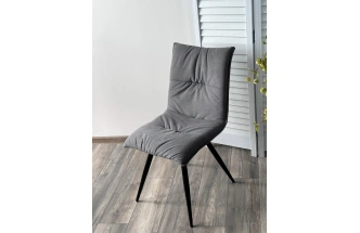 Стул Cira, мягкий, VT7002-29 Серый, без "пальчиковый" велюр, черный каркас