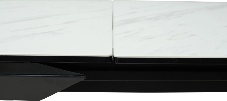 Кухонный стол раздвижной Cremona 180, KL-99 Белый мрамор матовый, итальянская керамика, черный каркас
