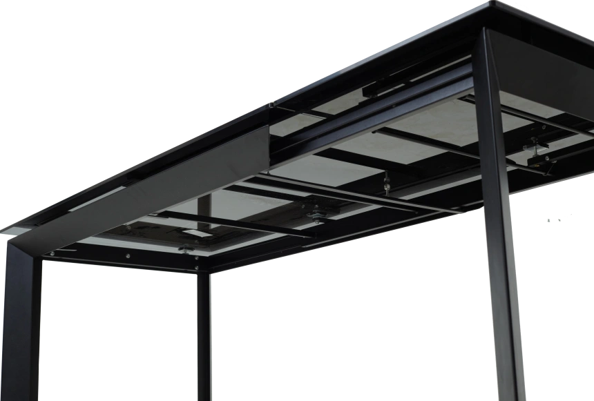 Кухонный стол раздвижной Cremona 180, KL-99 Белый мрамор матовый, итальянская керамика, черный каркас