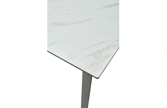 Кухонный стол раздвижной Cremona 180, KL-99 Белый мрамор матовый, итальянская керамика, черный каркас