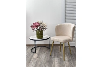 Стул Моне, мягкий, Zizi 002 молочный, велюр, золотой каркас 