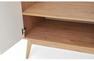 Шкаф трехдверный Калгари, распашной для одежды, дуб натуральный светлый / белый матовый