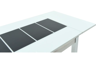 Кухонный стол Шанхай, каре, бело-черный, стекло, каркас хром