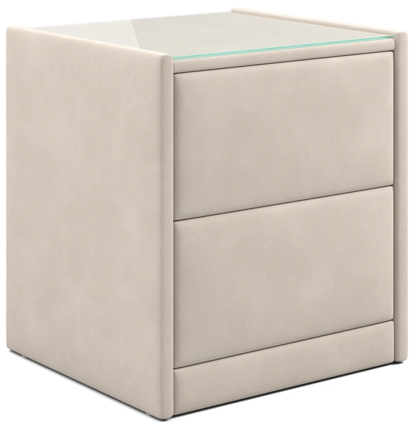 Тумба прикроватная Аризона, мягкая, с ящиками, велюр, альба бежевый