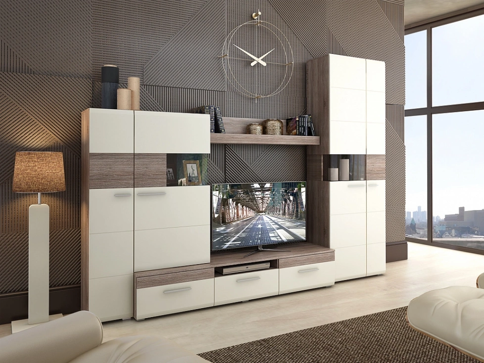 Модульная гостиная Филадельфия 1, дуб сонома трюфель / латте