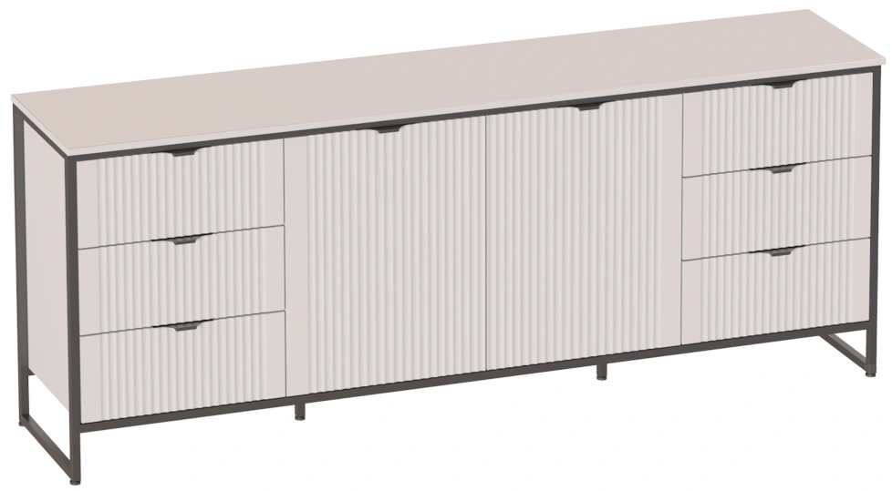 Тумба Нора, с глухими дверями, с полками и ящиками, персидский жемчуг