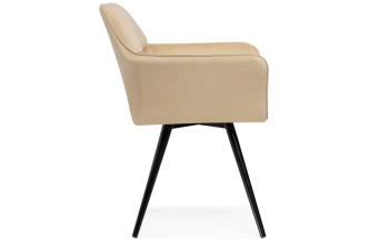 Стул Ямес, мягкий, поворотный, бежевый / черный глянец
