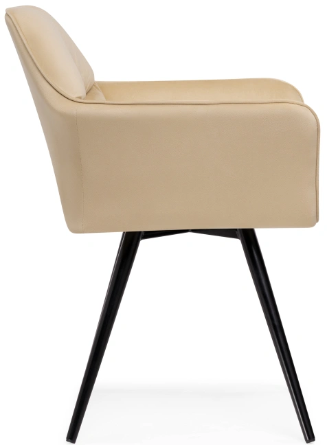 Стул Ямес, мягкий, поворотный, бежевый / черный глянец