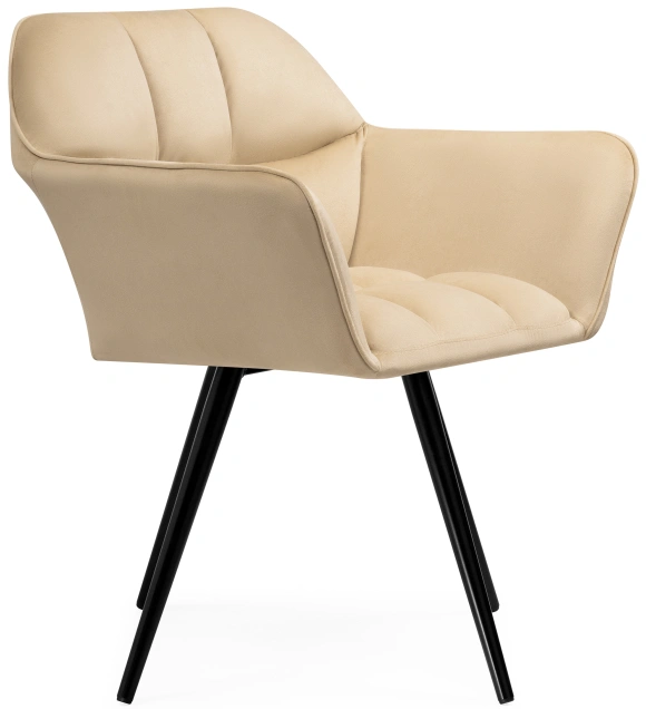 Стул Ямес, мягкий, поворотный, бежевый / черный глянец